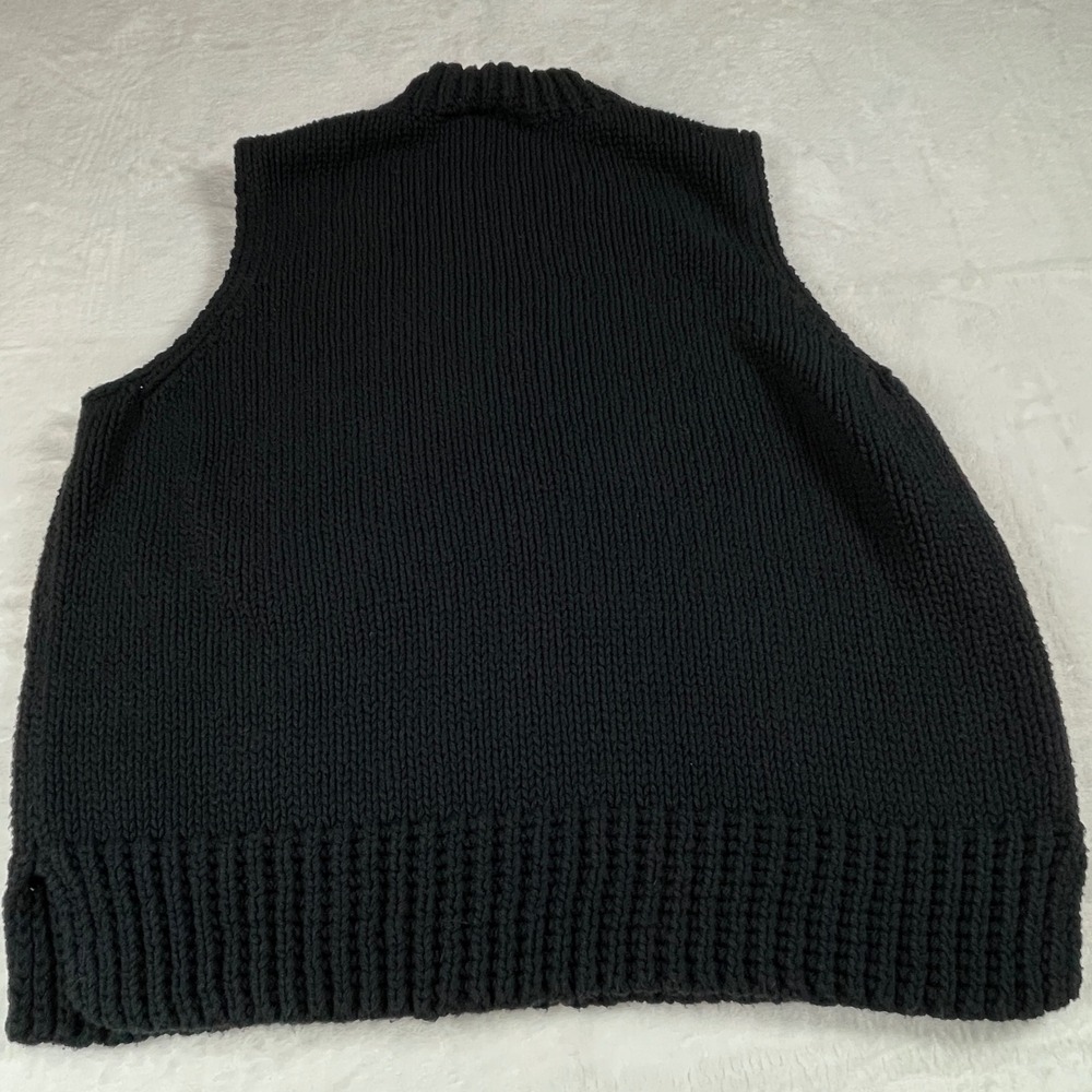 J. Jill Womens XL Black 100% Cotton Chunky Knit Mock Neck Sweater Vest